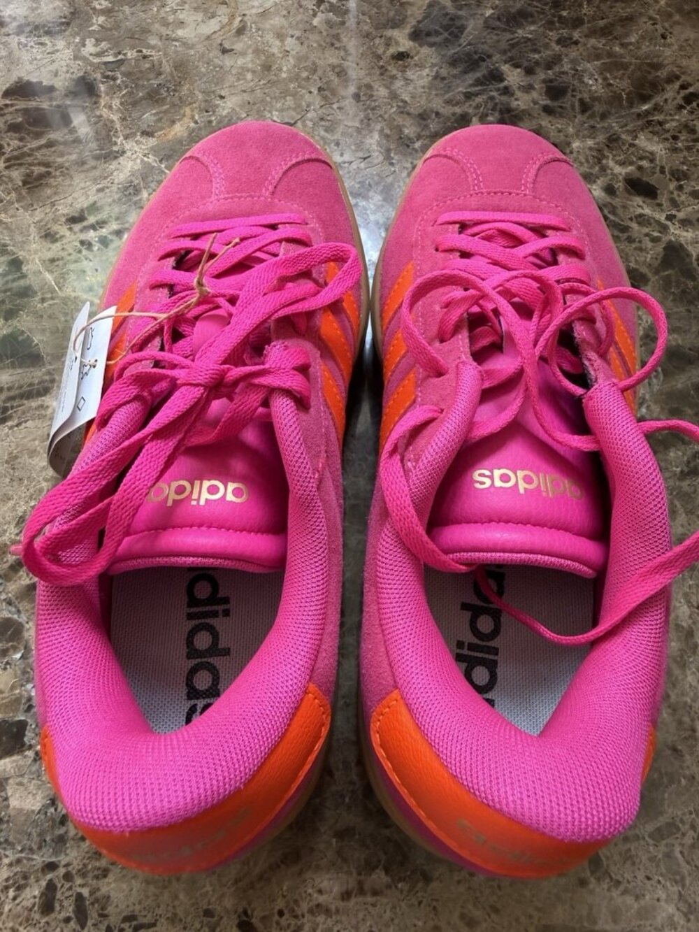 Adidas Women’s Platform Sneakers Pink Orange Gum Sole Suede Shoes Size 7 JQ5636 - Picture 7 of 9